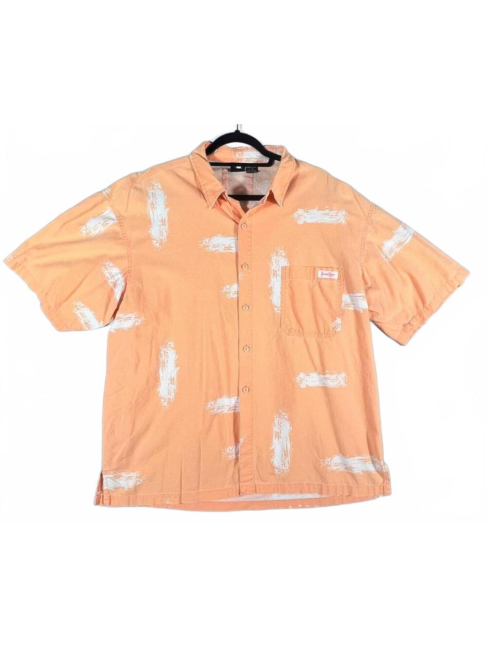 Gotcha Shirt Orange White Multicolor Hawaiian Button Up Short Sleeve Men's XL
